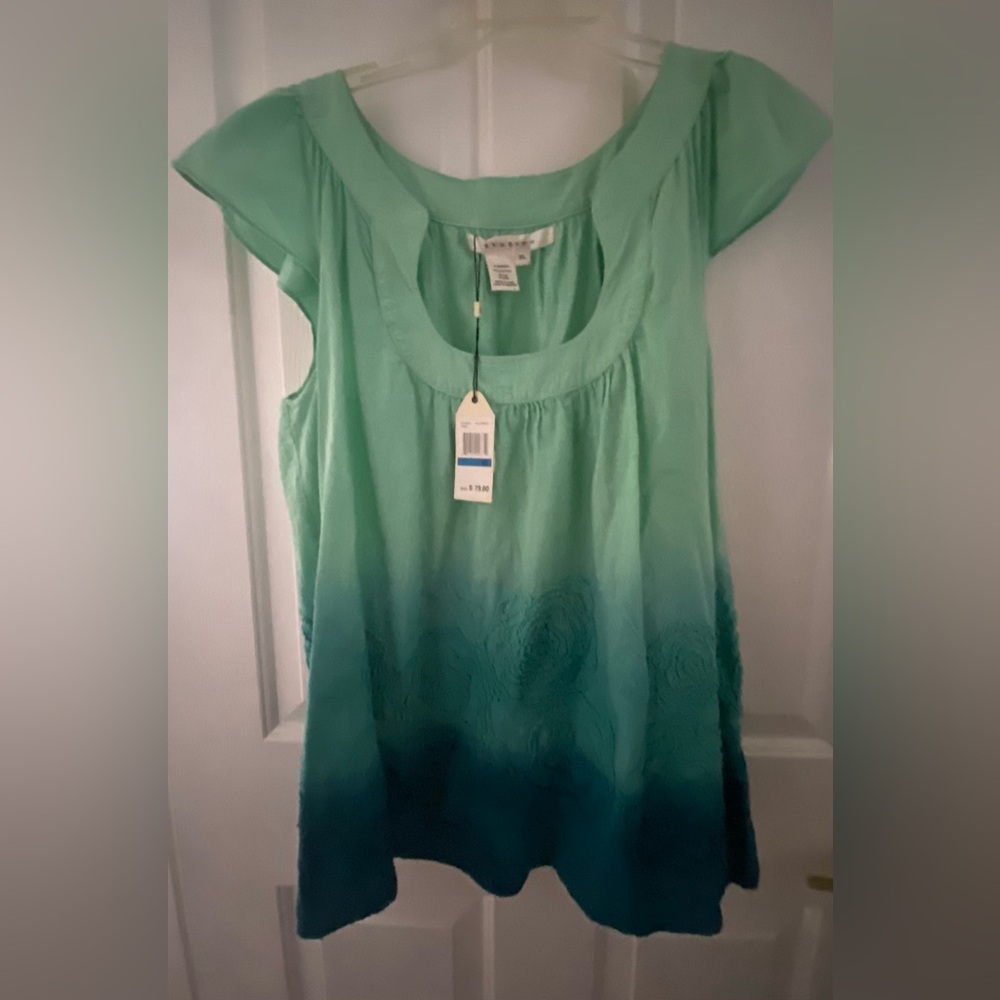STUDIO M ..WOMENS Mint and Teal Ombre Blouse